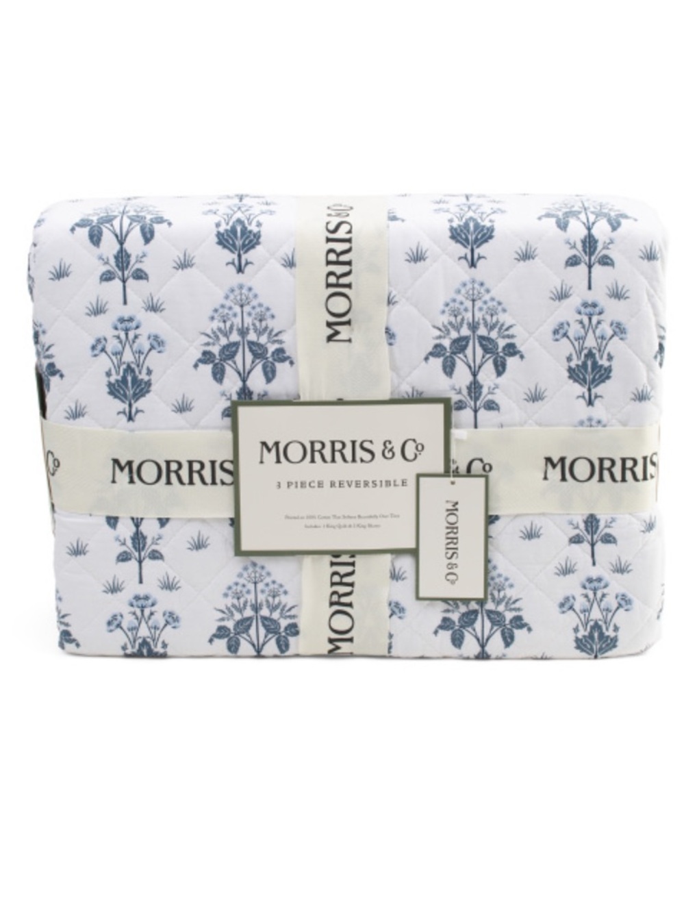 Morris & Co Reversible Blue Floral Quilt Set - 3 Piece
